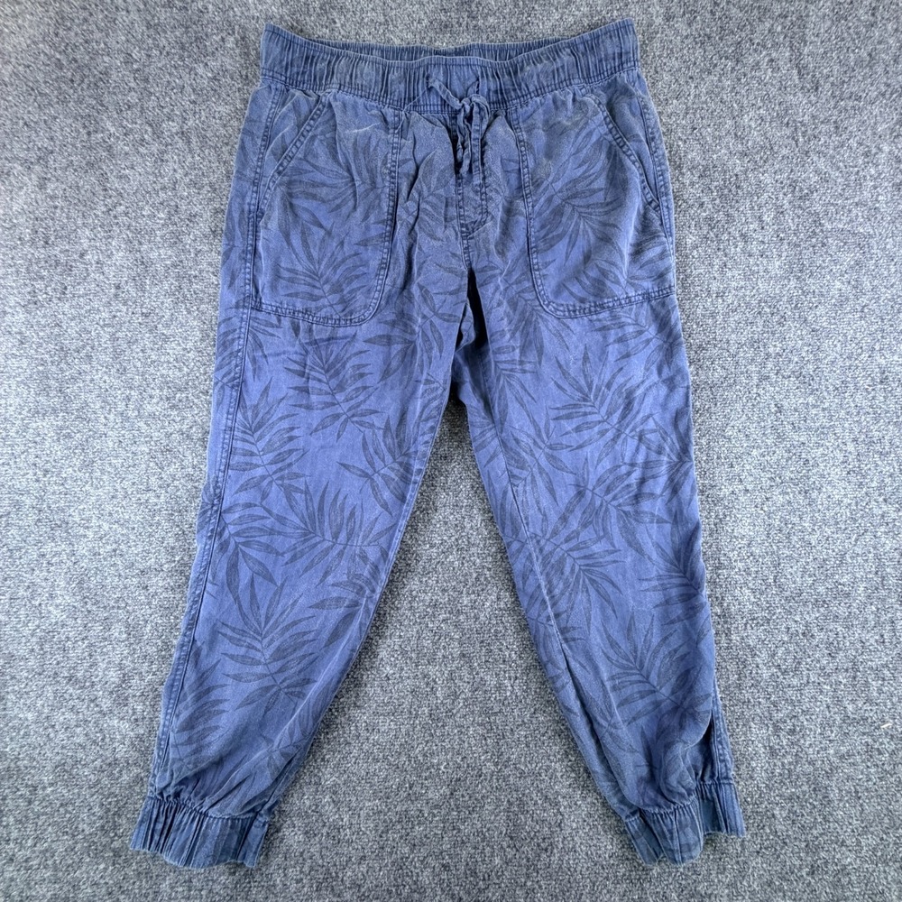 Orvis Jogger Pants Womens 36x26 Blue Tropical Lyocell Drawstring Tapered Leg